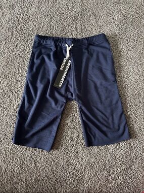 Omamimini Navy Athletic Pull-On Kids Shorts with Drawstring